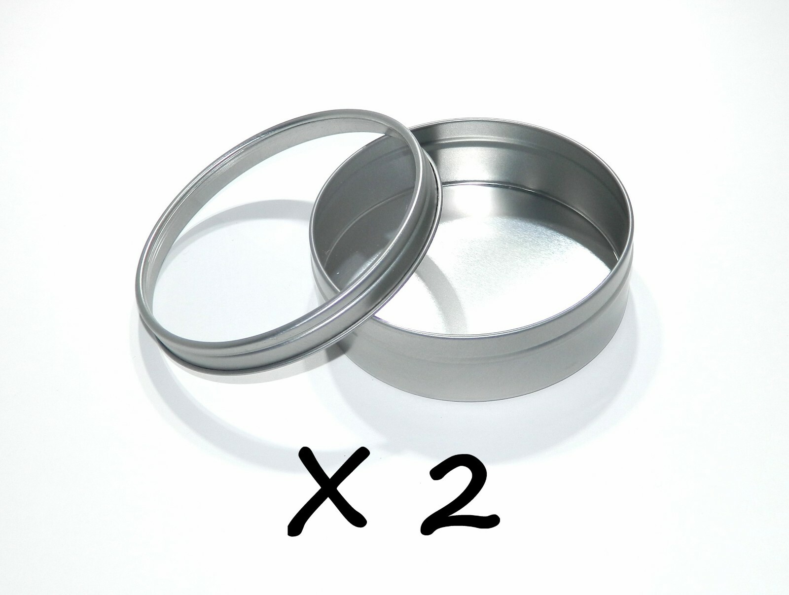 8 oz Round Metal Window See Through Slip-Lid Tin Can Survival Craft Container X2