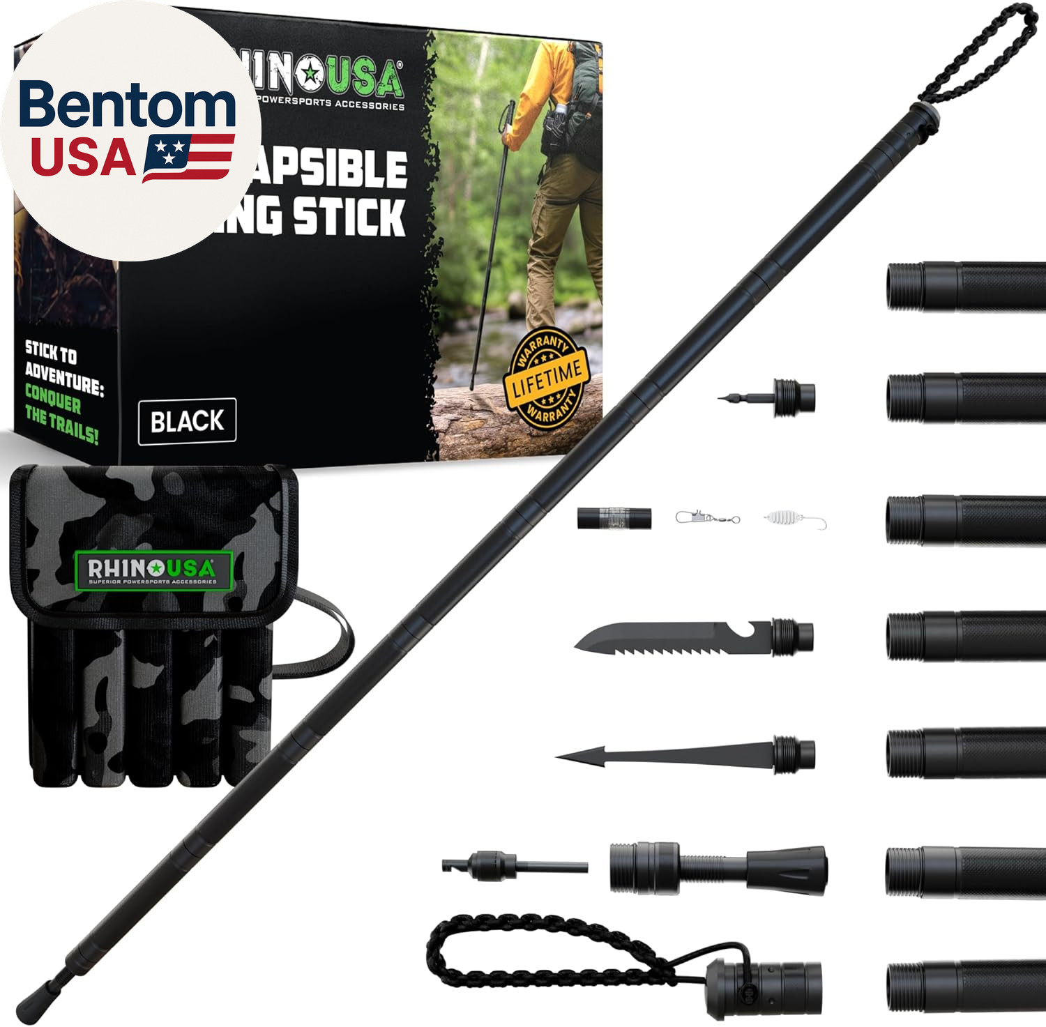 Tactical Hiking Stick with Integrated Survival Kit – Essential Camping Gear for