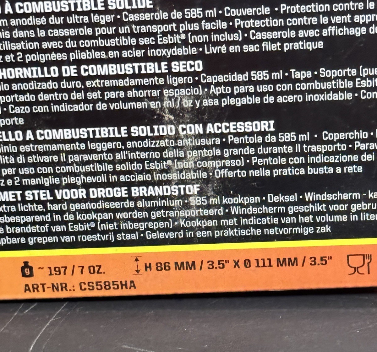 Esbit Kocher-set Cook Camping Backpacking Stove Burner OPEN BOX NEW CS585HA