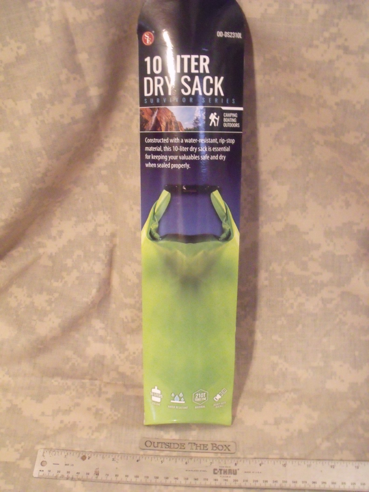 Emergency/Survival – 10L Dry Sack w/buckles, Green – SE Brand OD-DS2310L
