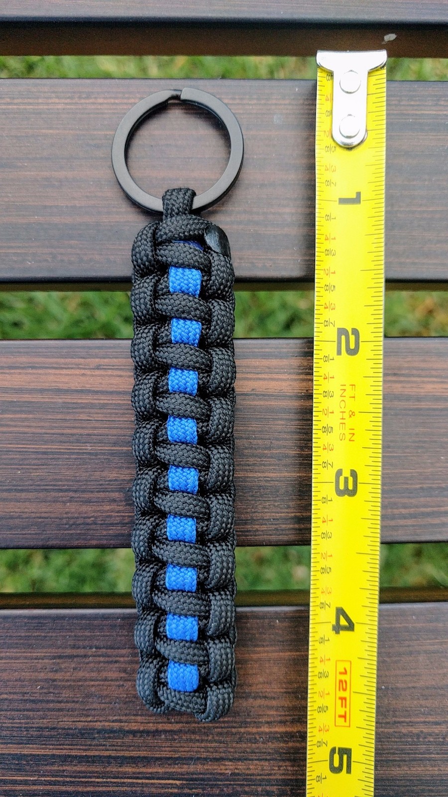 Paracord Keychain w Keyring (“Thin Blue Line”)