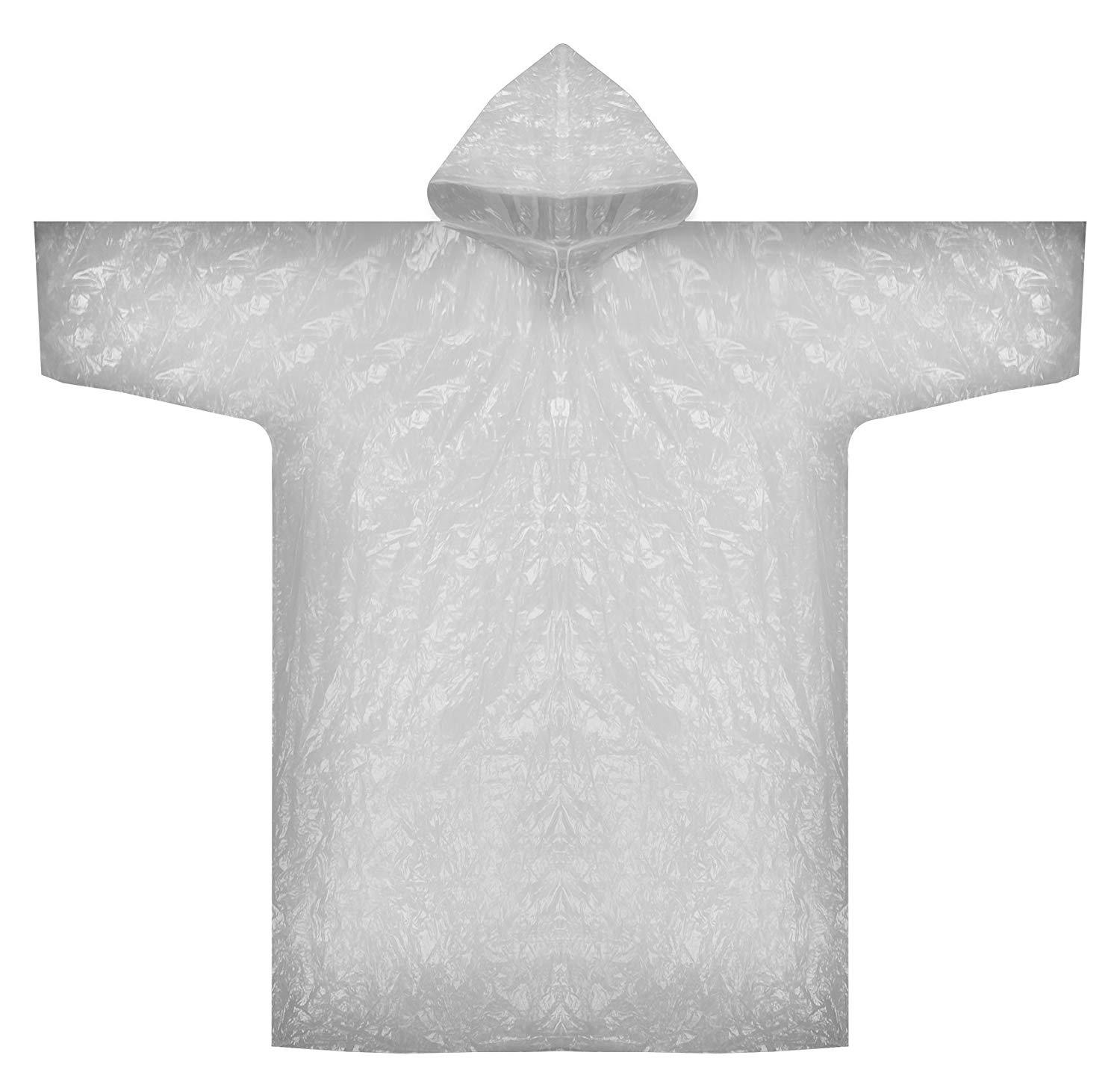 Emergency Hooded Rain Poncho Clear Poncho 61″ x 65″- One Size Fits Most