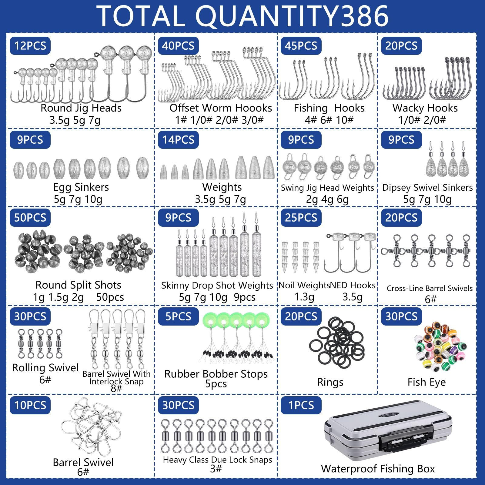 Seenelling 466 Pcs Fishing Tool Kit 12.6 x 7.87 x 3.94 inches, multi colors