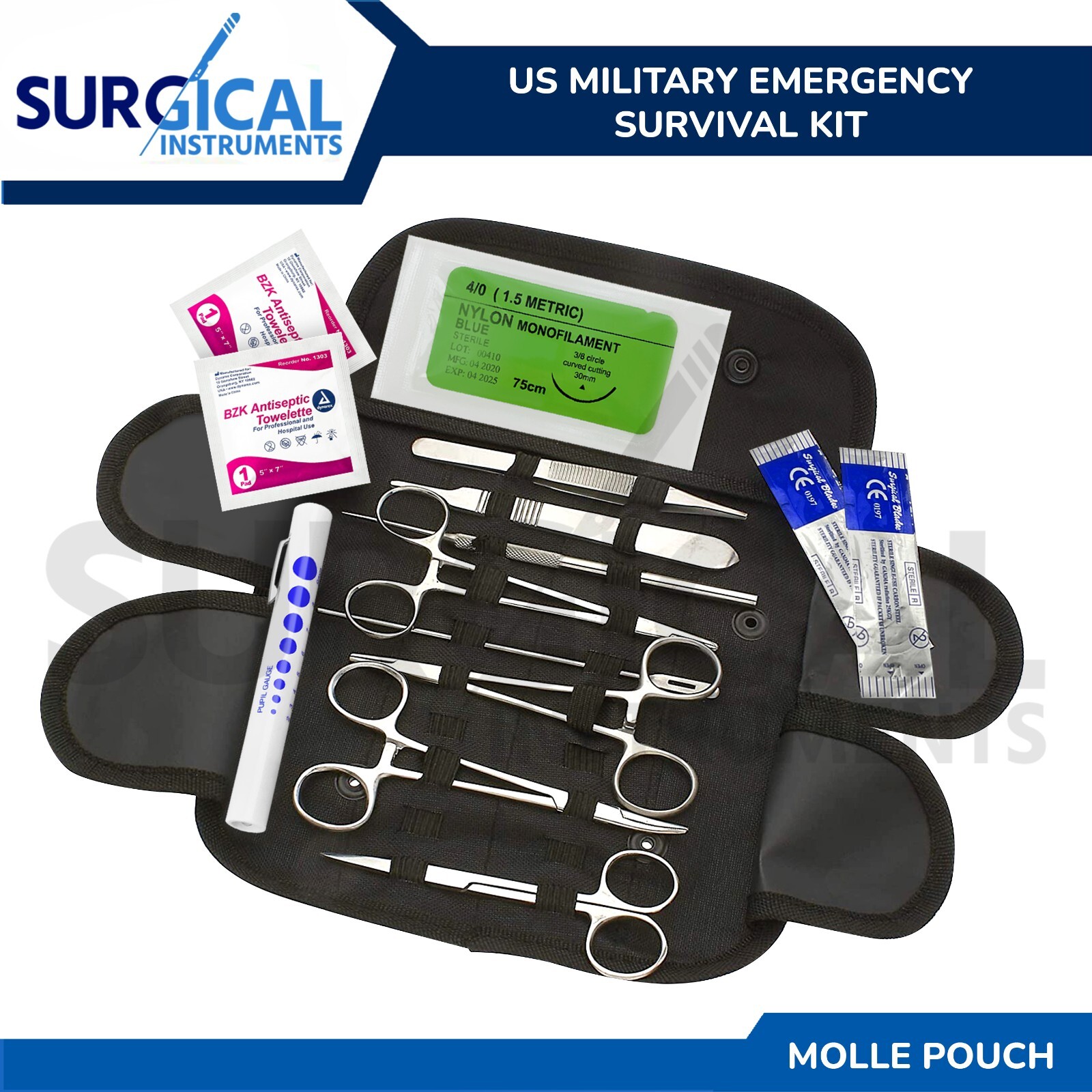 20 pcs Tactical Black First Aid Tactical Kit Military Molle Pouch Universal BOB