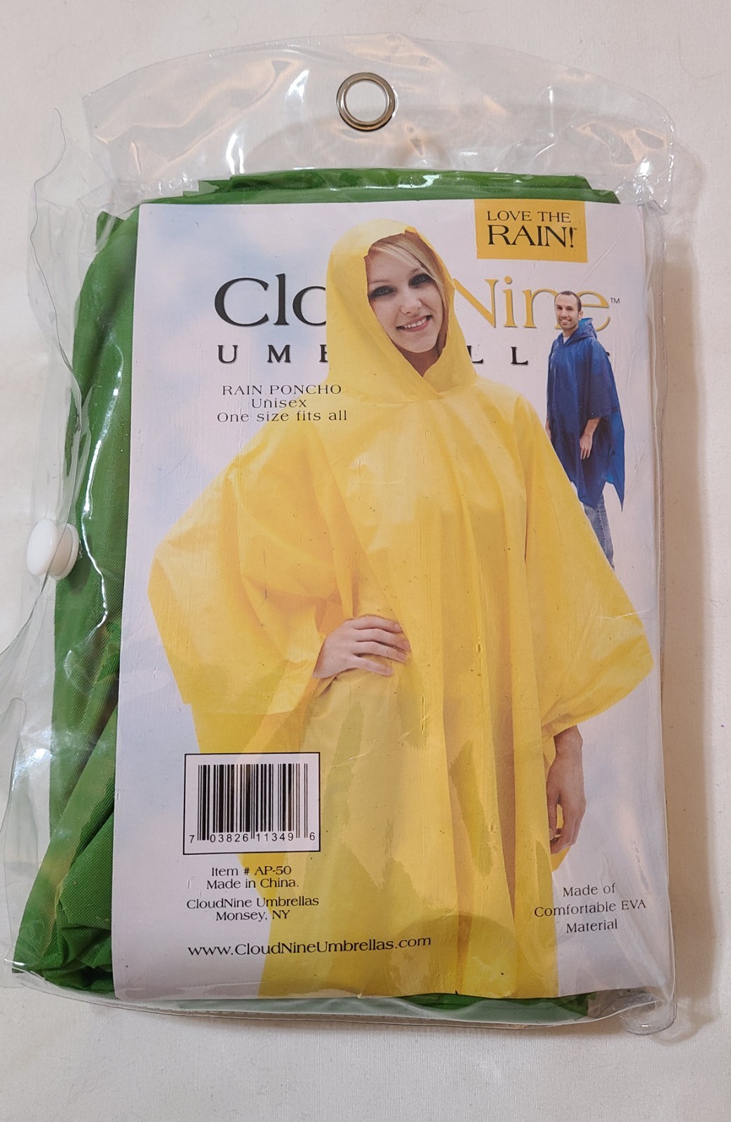 Cloud Nine Umbrellas & Christmas Tree Shops Travel Rain Poncho Hooded One Size