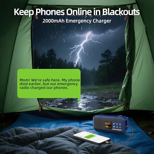 Emergency Weather Radio with IPX5 Waterproof Portable Bluetooth BLUE