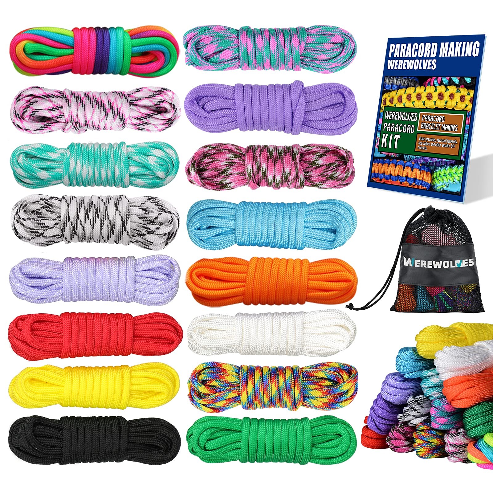 WEREWOLVES 16 Colors Paracord Cord, 550 Bracelet 16 Colors-Sunlight