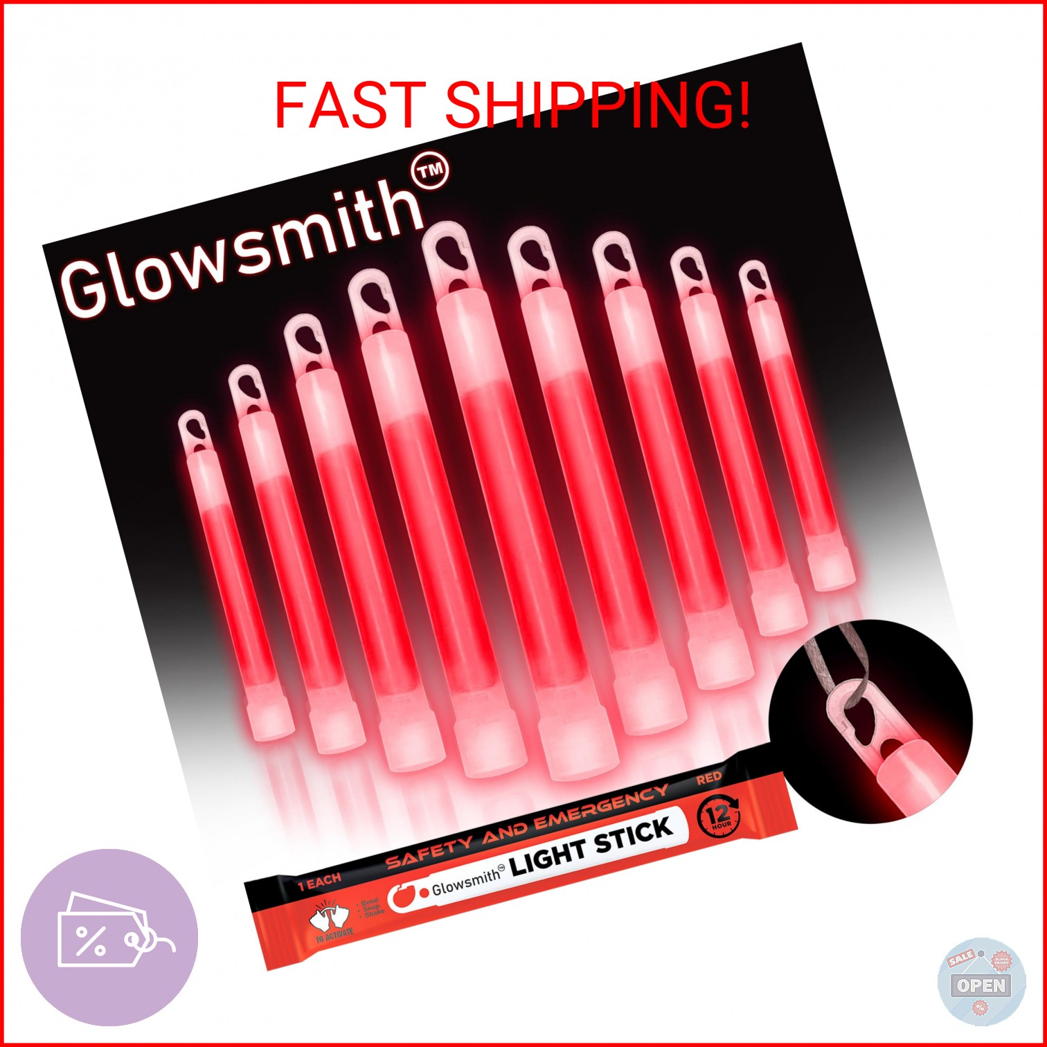 Glow Fever Emergency Safety Military Grade Glow Sticks; 10pcs, 6″ Ultra Bright G