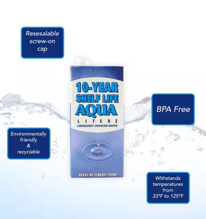 Ready America 10-Year Shelf Life Aqua Literz 1 l (12-Pack)