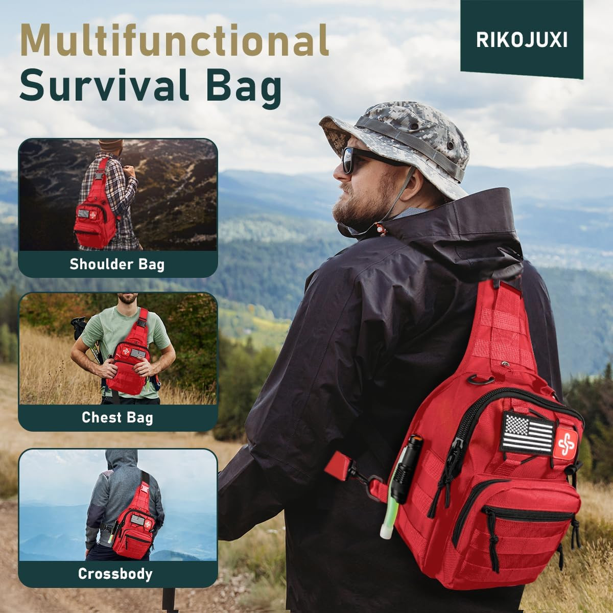 Survival Kit, 262Pcs Survival Gear and Supplies with First Aid Kit Pouch and Cro