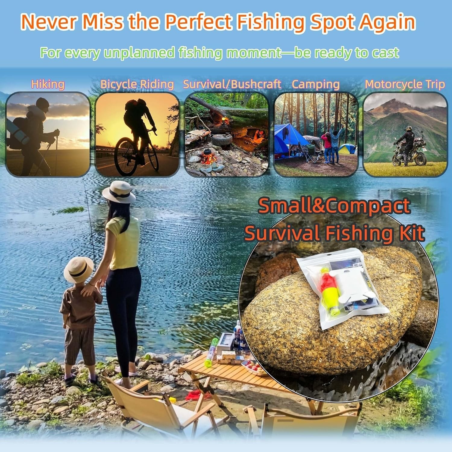 2.0 Backpacker Survival Fishing Kit, Emergency Lightweight Fishin