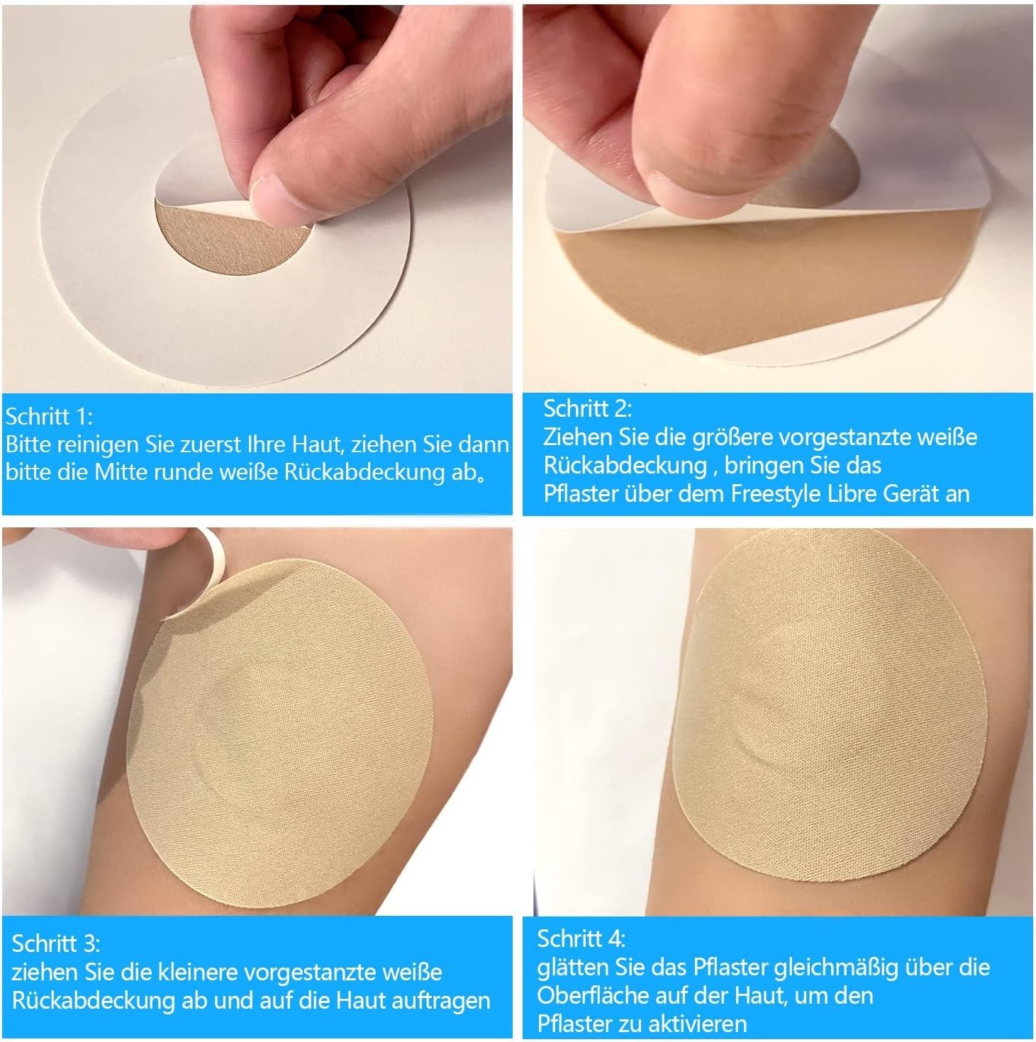 20 Pack Libre 3 Waterproof Breathable Sensor Patches No Glue Center