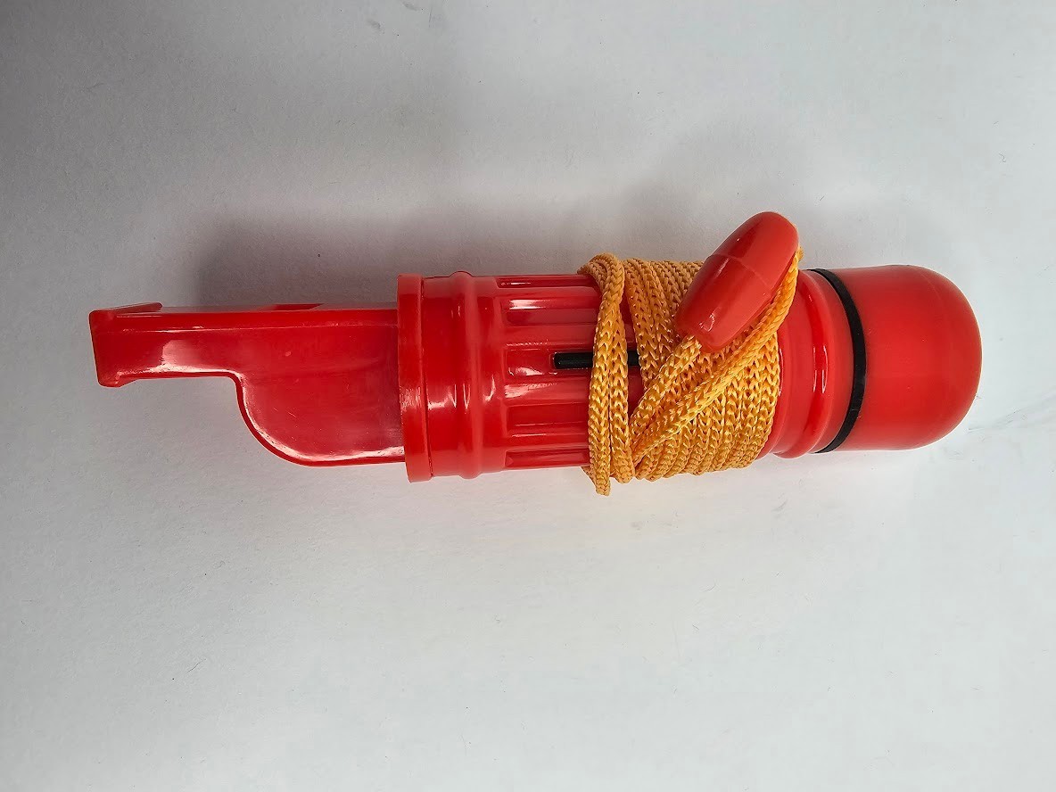 Survival Tool 5-In-1 Whistle Compass Flint Bar Signal Mirror Waterproof Case