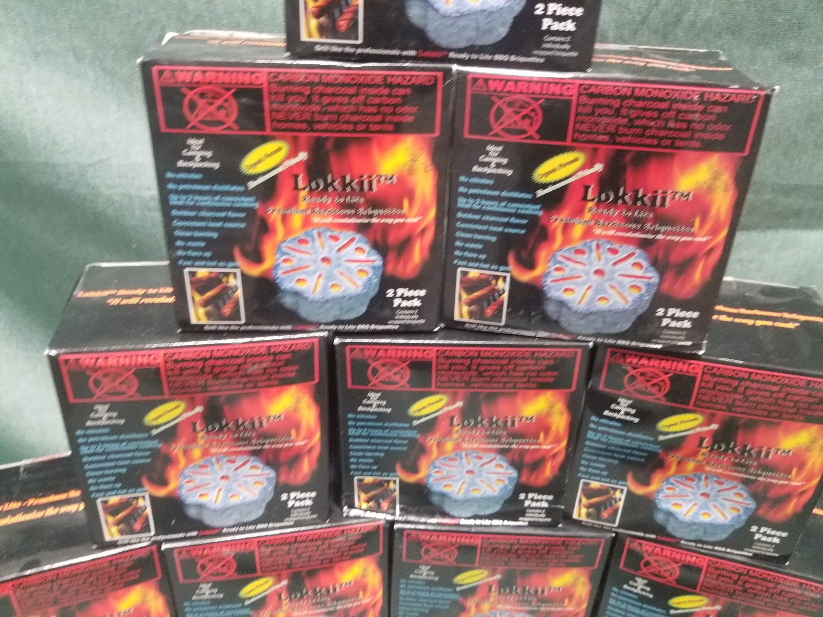 Lot of 15 Lokkii BBQ Briquetts Ready to Lite Grill Campfire Camping Fire Pit Box
