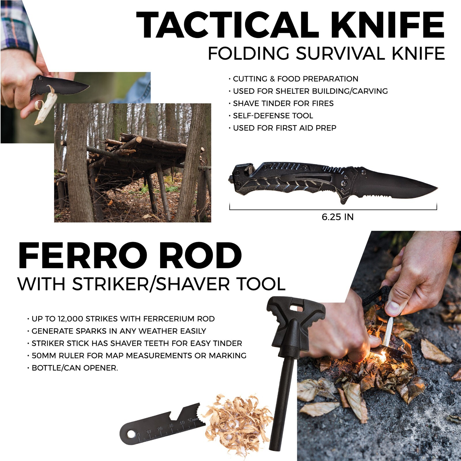 250-Piece Survival Kit – Tactical Gear & First Aid, Great Gift for Men & Dad