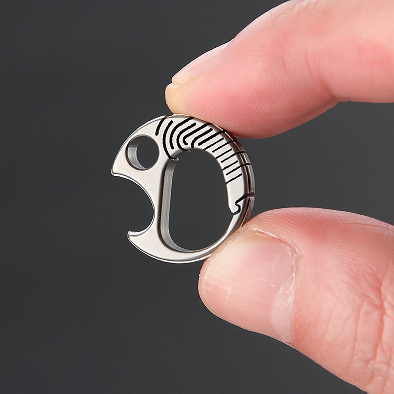 Small Buckle Titanium Alloy Mini Goldfish Clasp Keychain Bottle Opener Tool