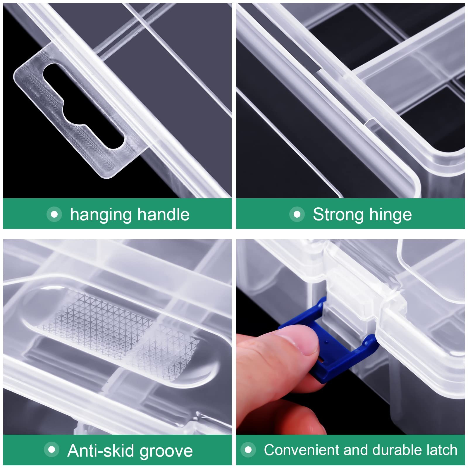 Honoson 6 Pack Fishing Tackle Box Organizer Storage 9 x 6 x 2.3 inches, Clear