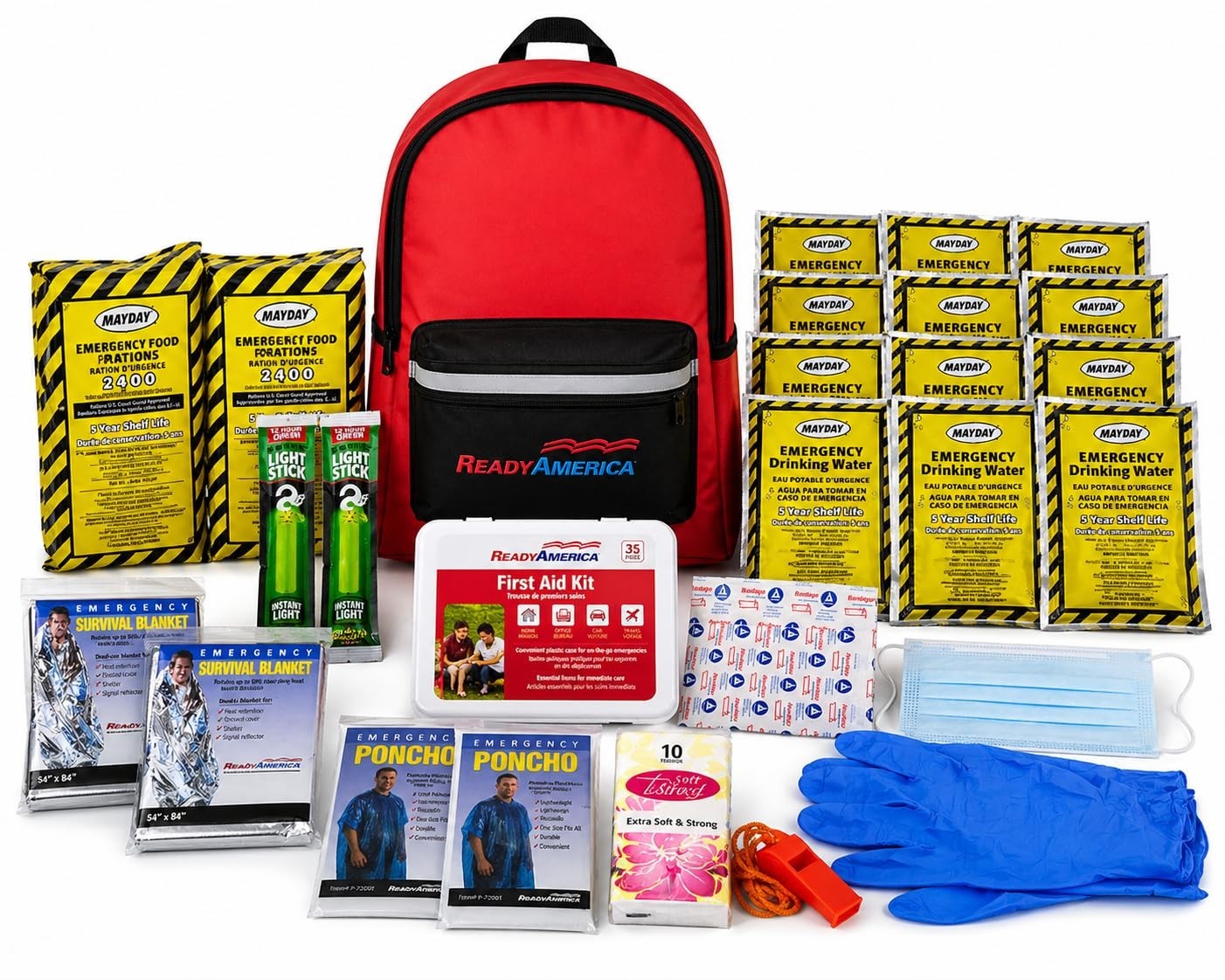72-Hour Emergency Kit for 2 People – Survival Backpack with First Aid, Blanket,