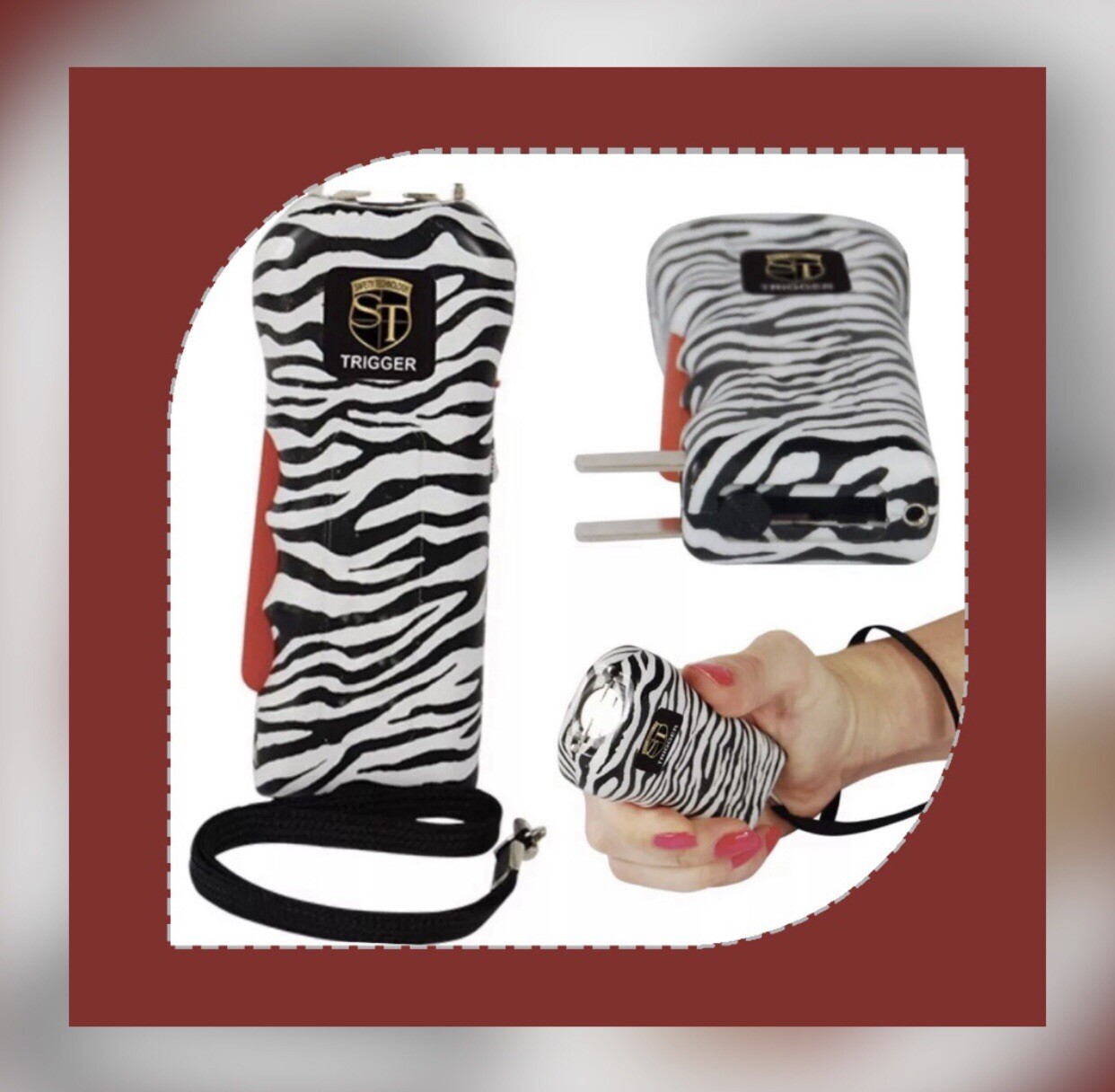 911 POLICE 75 MV Rechargeable LED Stun Gun Holster ZEBRA Walker Jogger Safety