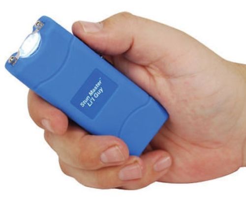 STUN MASTER POLICE Stun Gun BLUE 12 MV Mini Rechargeable LED Flashlight Case NEW