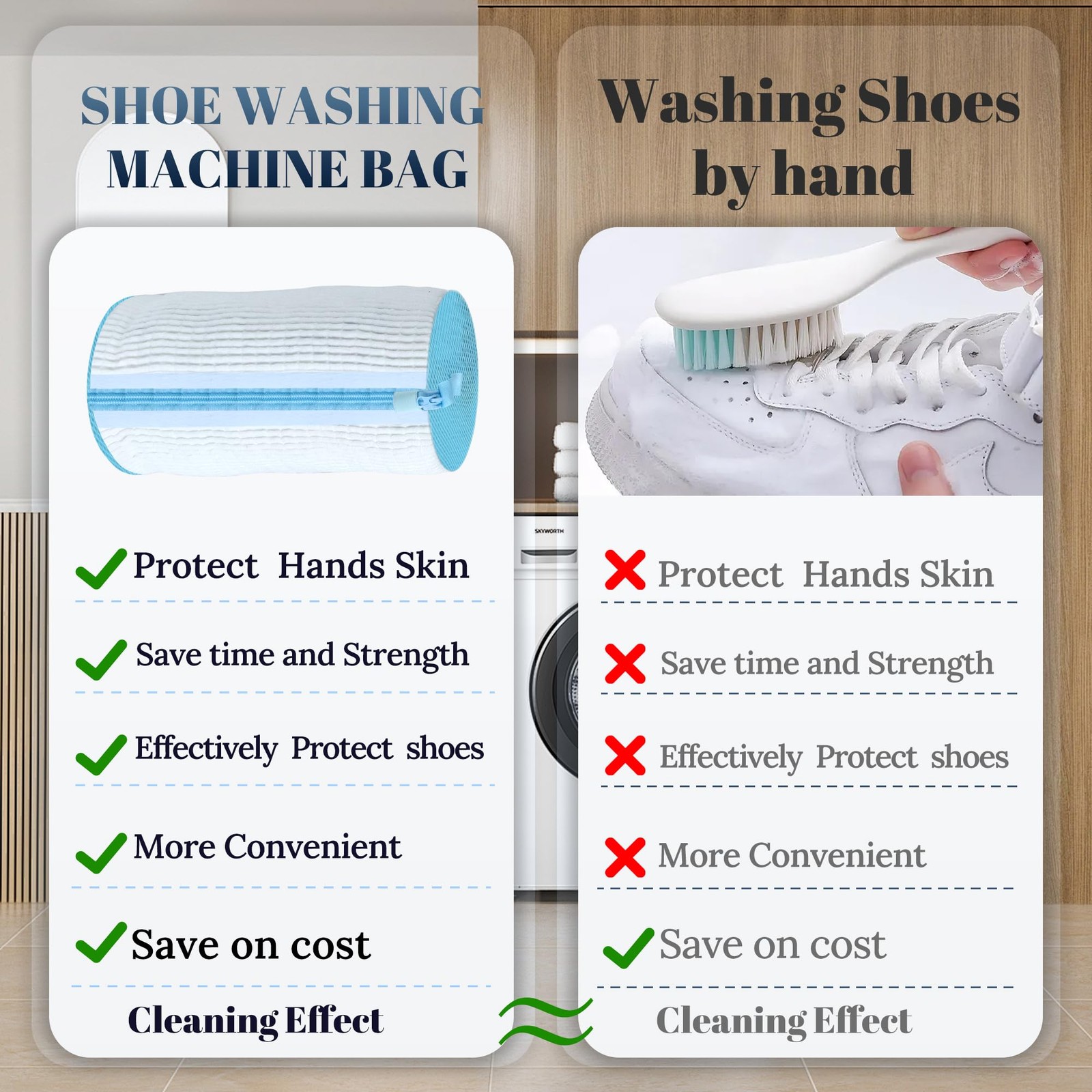 Shoe Washing Machine Bag, 15.55 inches x 7.48 x 7.1 inches, White