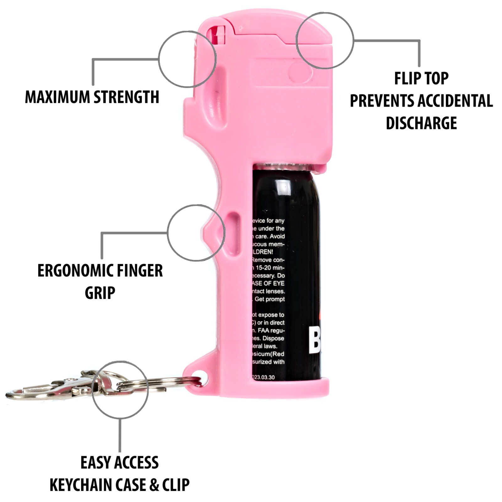 2 Pack Police Strength Burn Pepper Spray 1/2oz Self Defense Security Pink