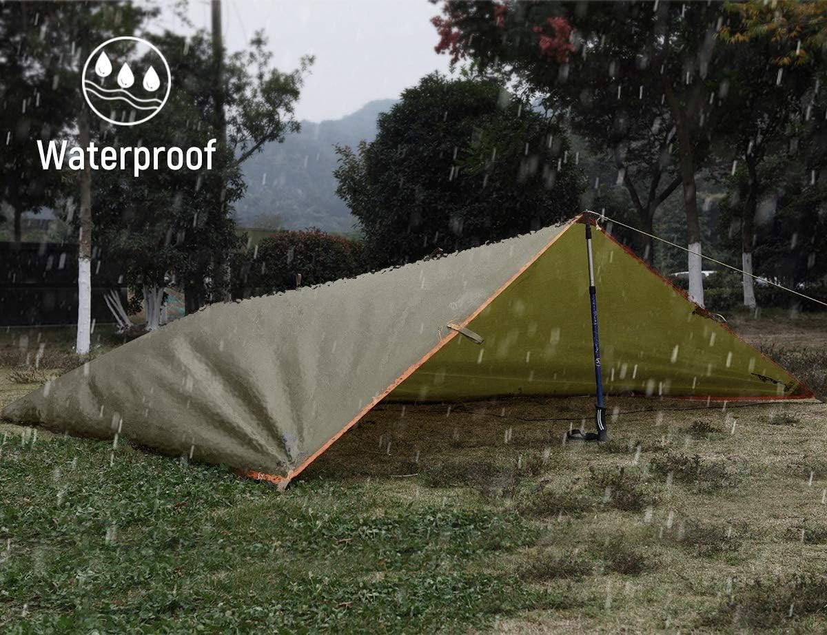 FREE SOLDIER Waterproof Portable Tarp 10×12ft, Greenish Brown 10×12ft