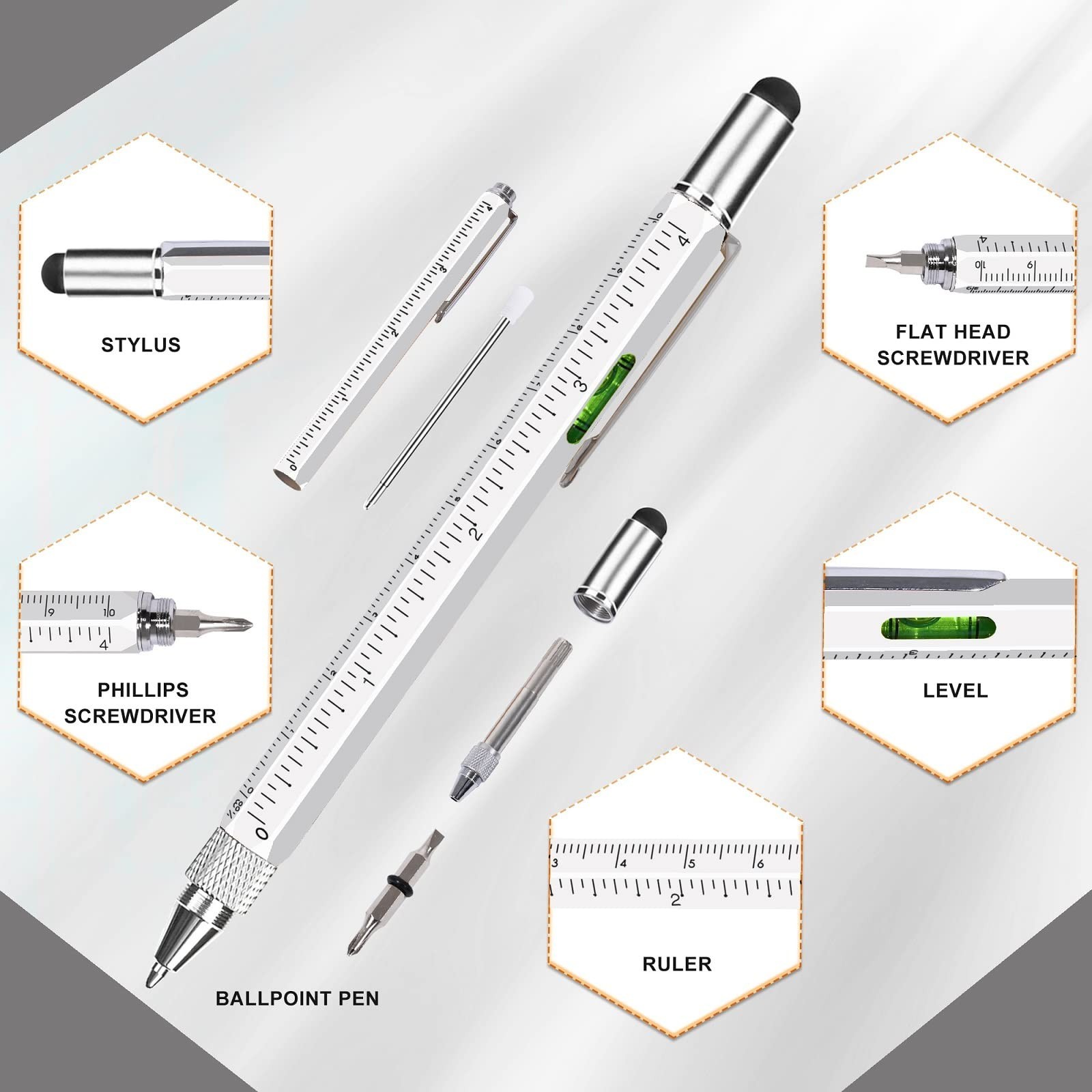 Pen Gifts for Men, Cool Gadgets 6 in 1 Multitool Pen, Stocking Stuffers for M…