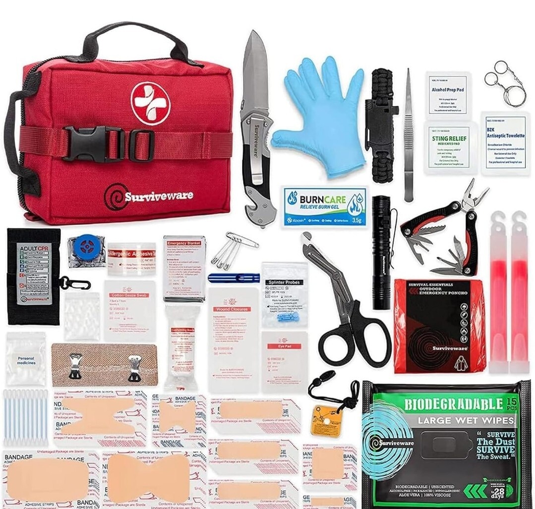 Surviveware 119 Pcs Comprehensive Premium Survival First Aid Kit