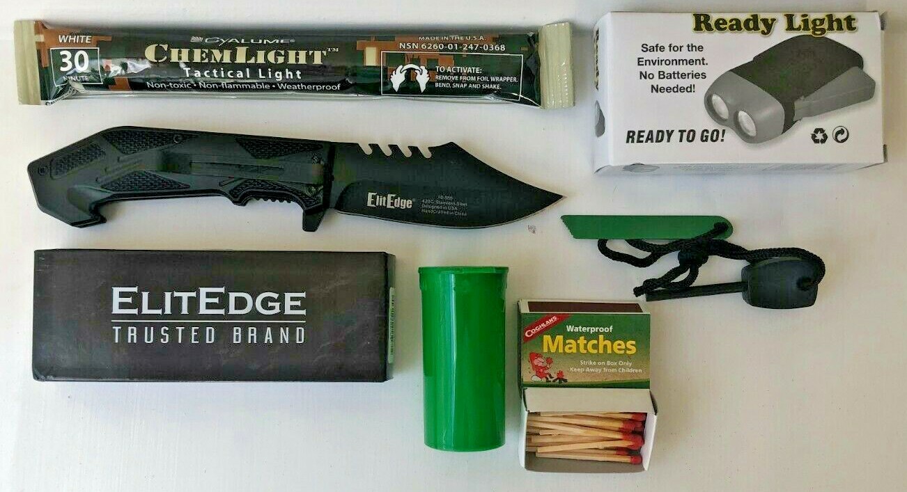 Hunting Knife Fire & Light Kit Emergency Survival Fishing Camping Outdoors Hike