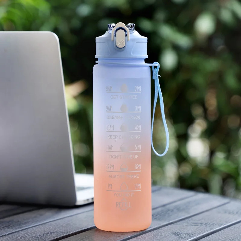900ML Sports Water Bottle with Time Marker Leak-Proof Cup Motivational Portable