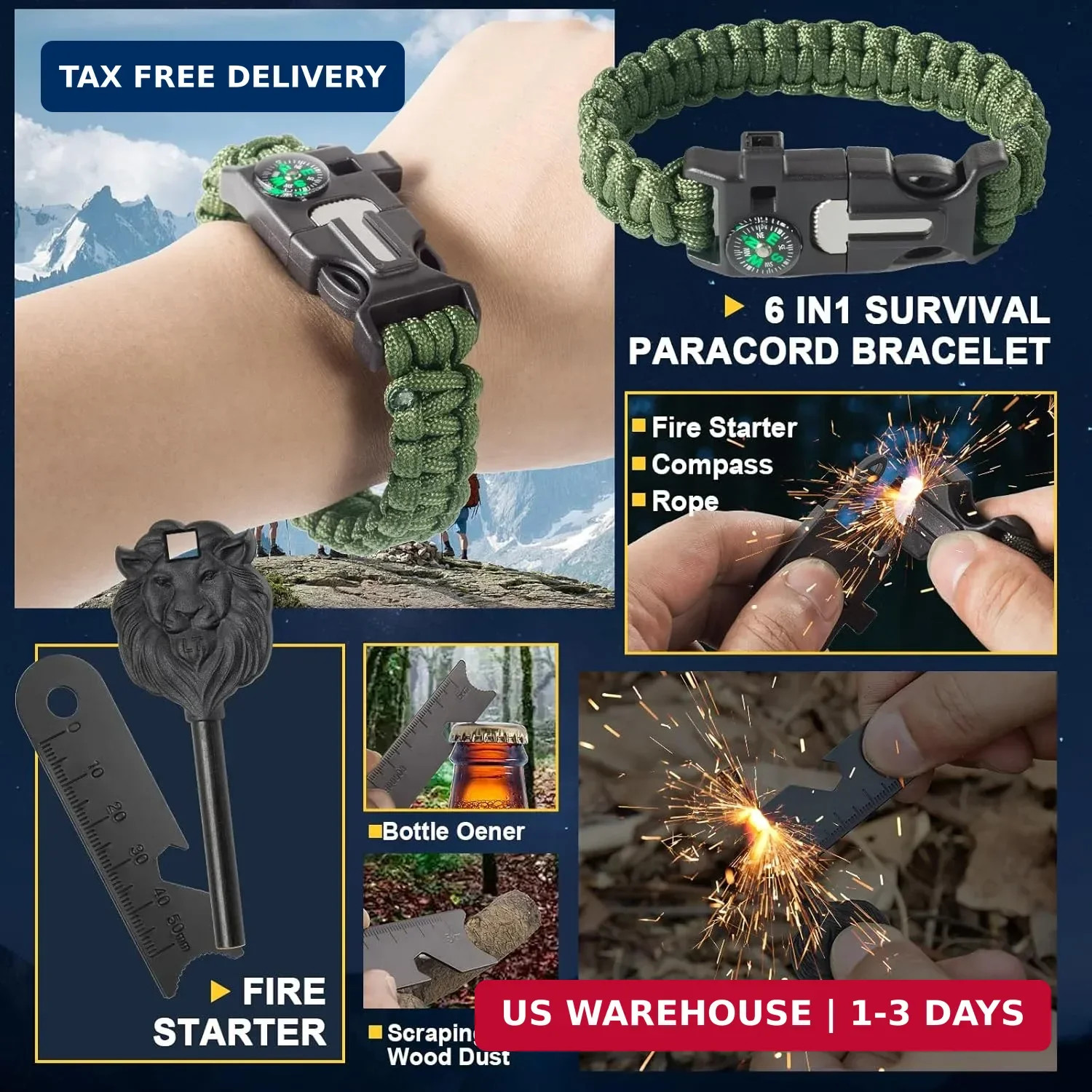 Survival Kit and Emergency Gear – 66 in 1 Outdoor Equipment with First Aid Fire,