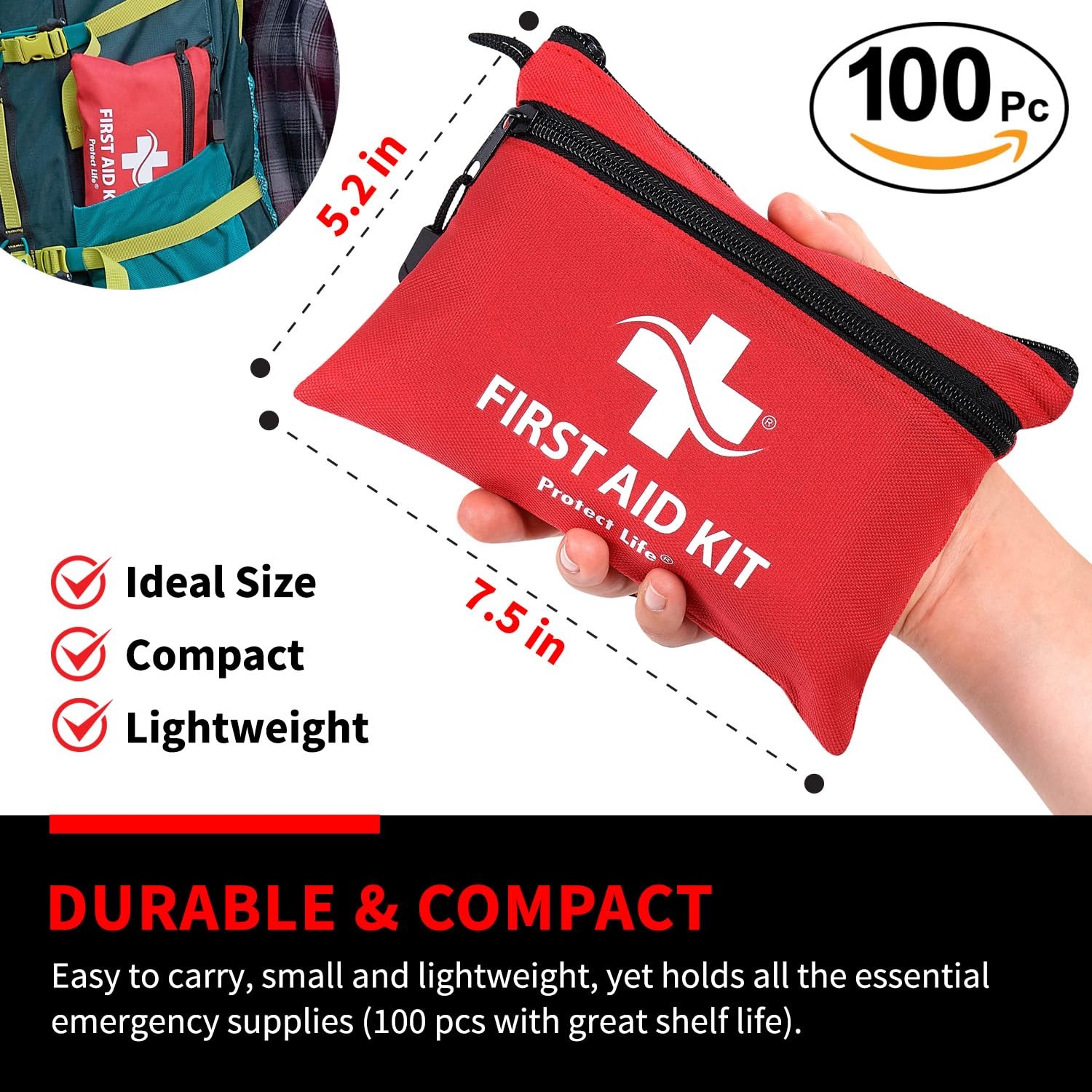 Protect Life First Aid Kit, Travel 100 Pieces 100 Kit