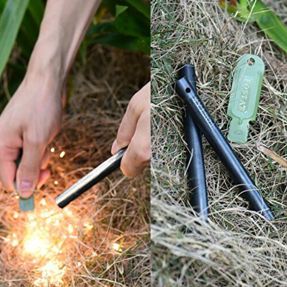 2pcs Upgrade Ferro Rod Flint Fire Starter 1/2 Inch X 5 Inch Thick Fire Steel Rod