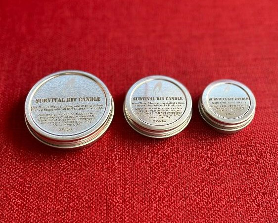 Survival Kit Candles, Set of Three Sizes. New Emergency Candles.