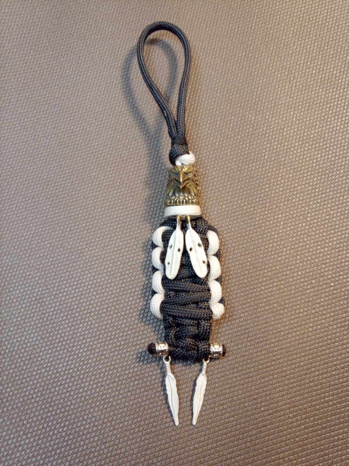 Paracord Eagle Knife Lanyard Multiuse Glow In the Dark Free Spin Ring Necklace