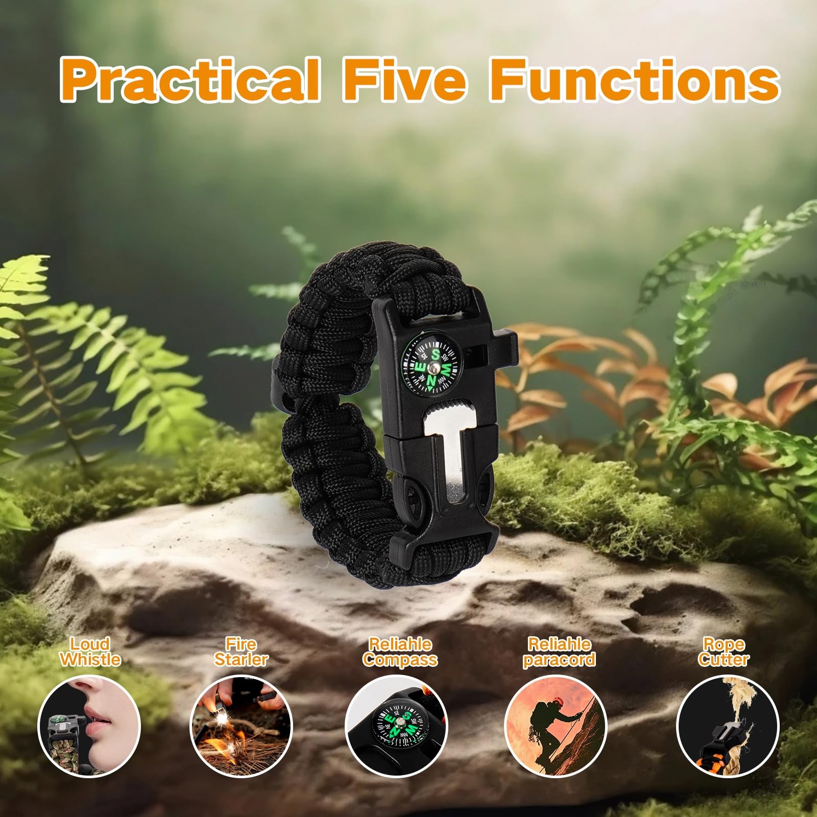 Paracord Survival Bracelet, 6 Piece Set Survival Bracelet for Men Women, Out…