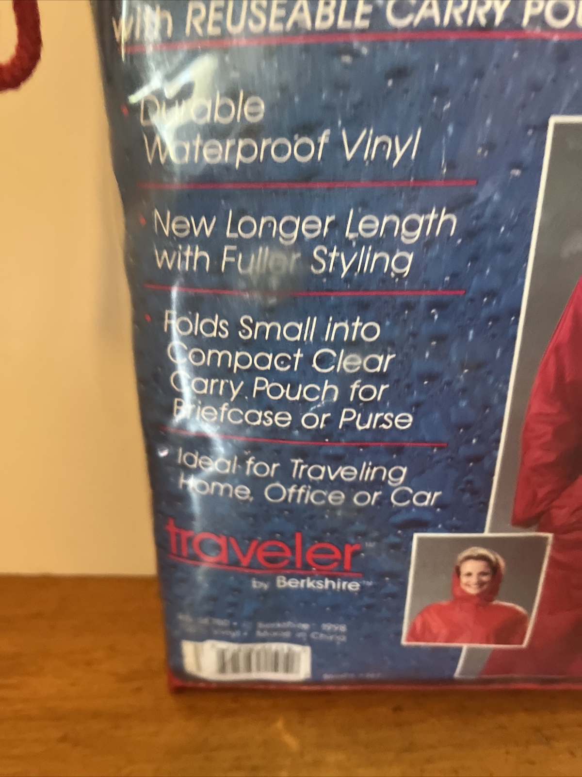 Ladies’ Hooded RainCoat W Storage Pouch In Red. NEW “Traveler” by Berkshire