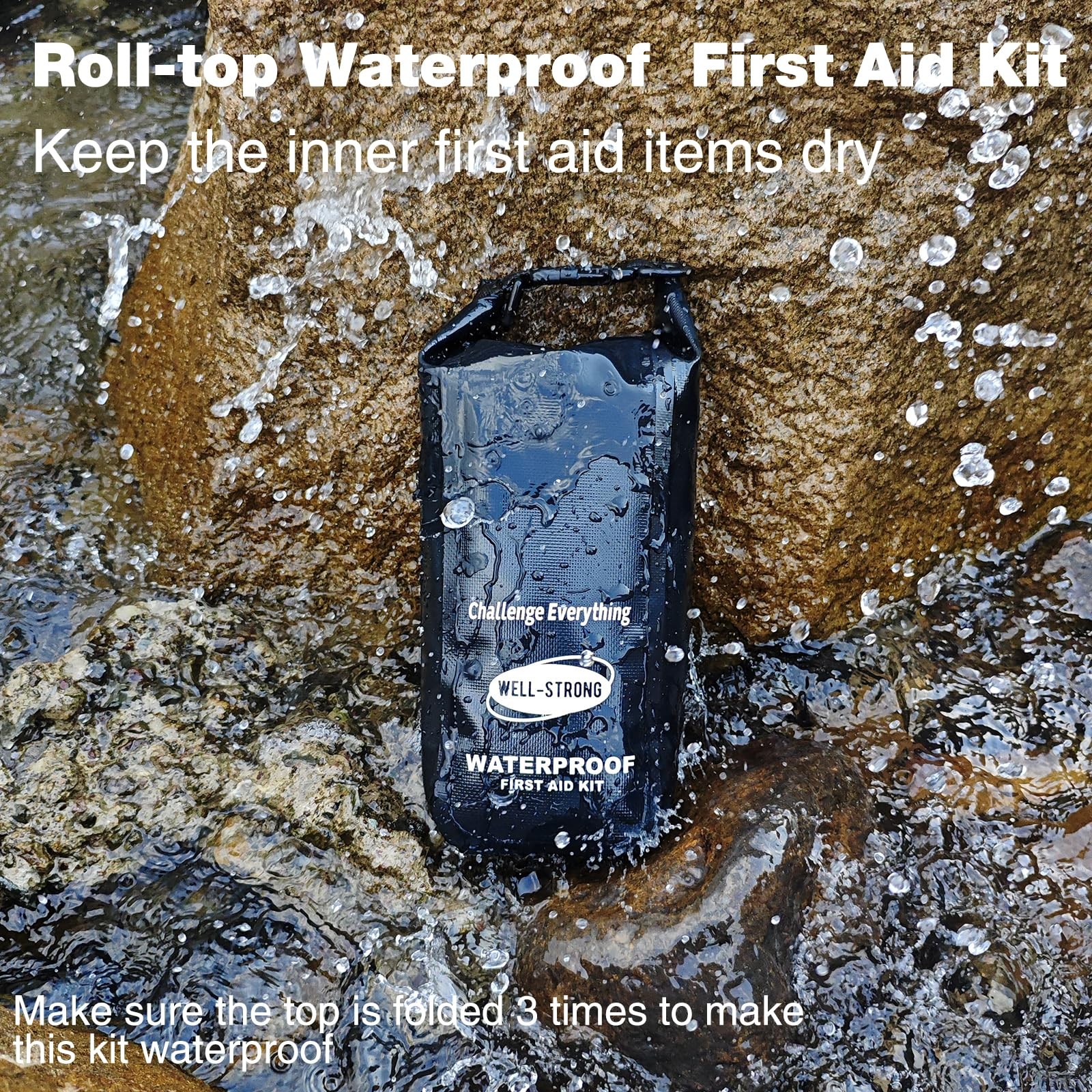 Boat First Aid Kit Waterproof, WELL-STRONG Marine Emergency Ws011-black