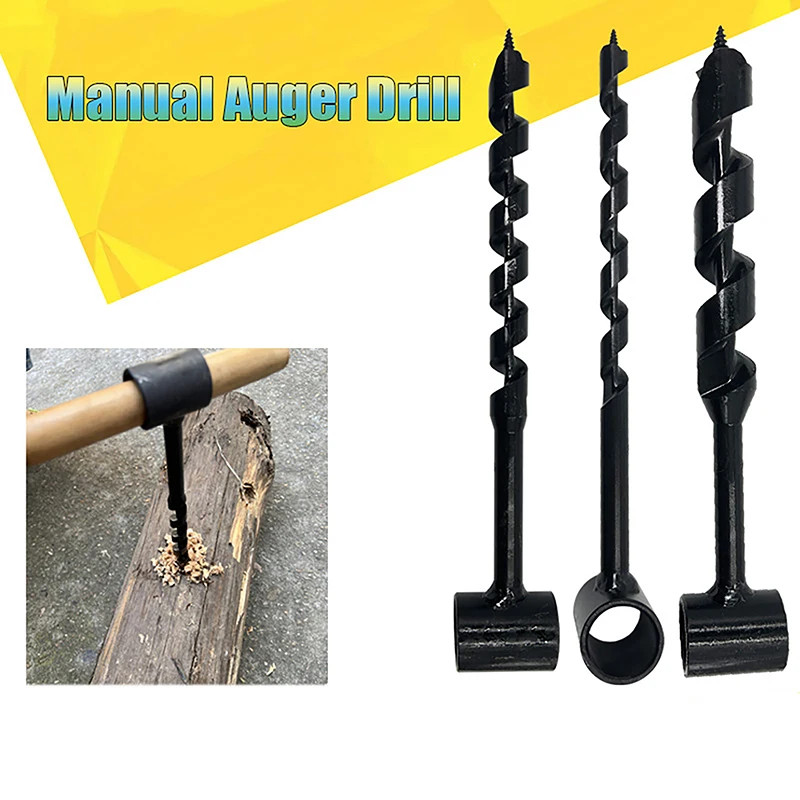Outdoor Survival Hand Drill Carbon Steel Manual Auger Drill Self-Tapping Wood