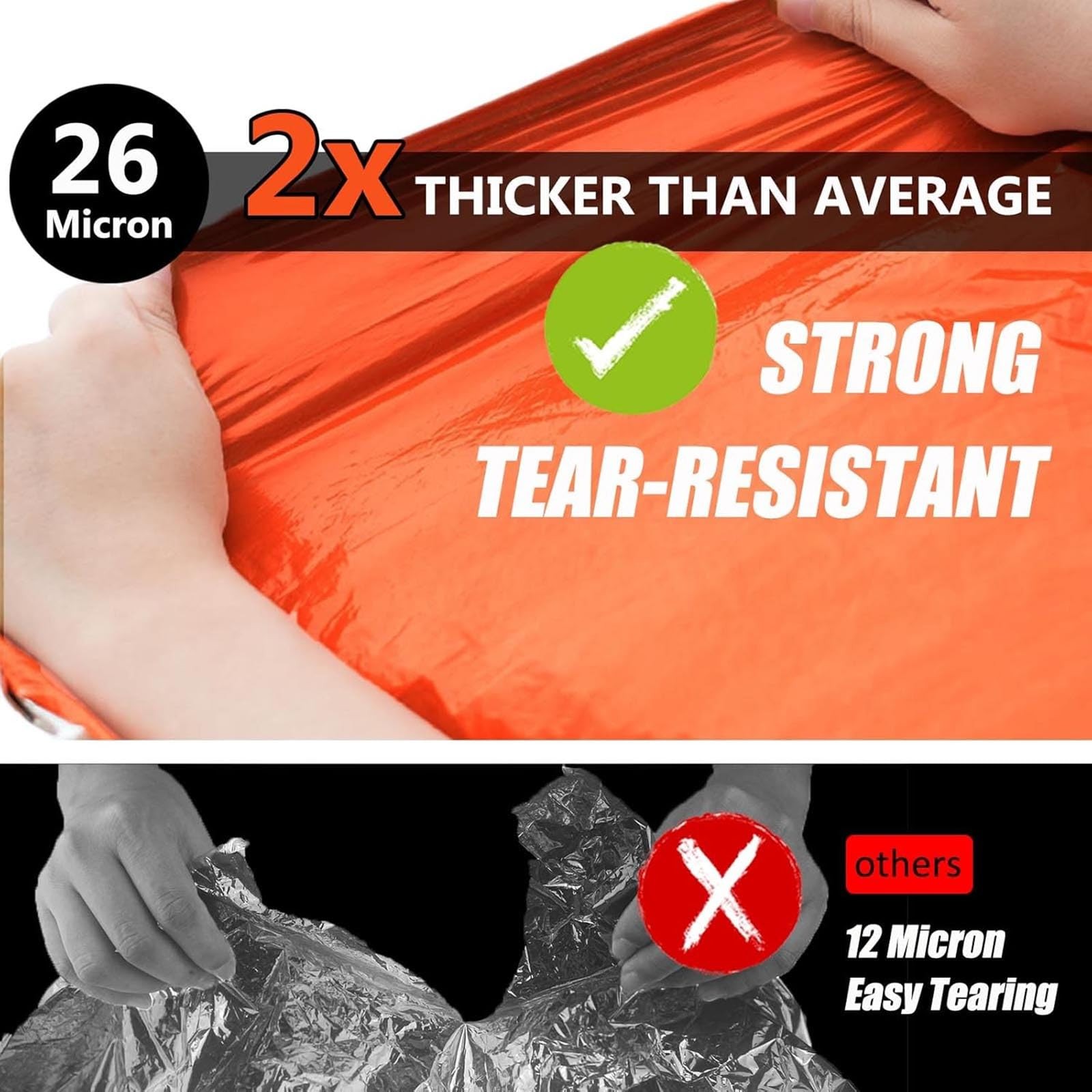 Extra-Thick Emergency Tent, Compact Survival Tent with Whistle, Upgraded Para…