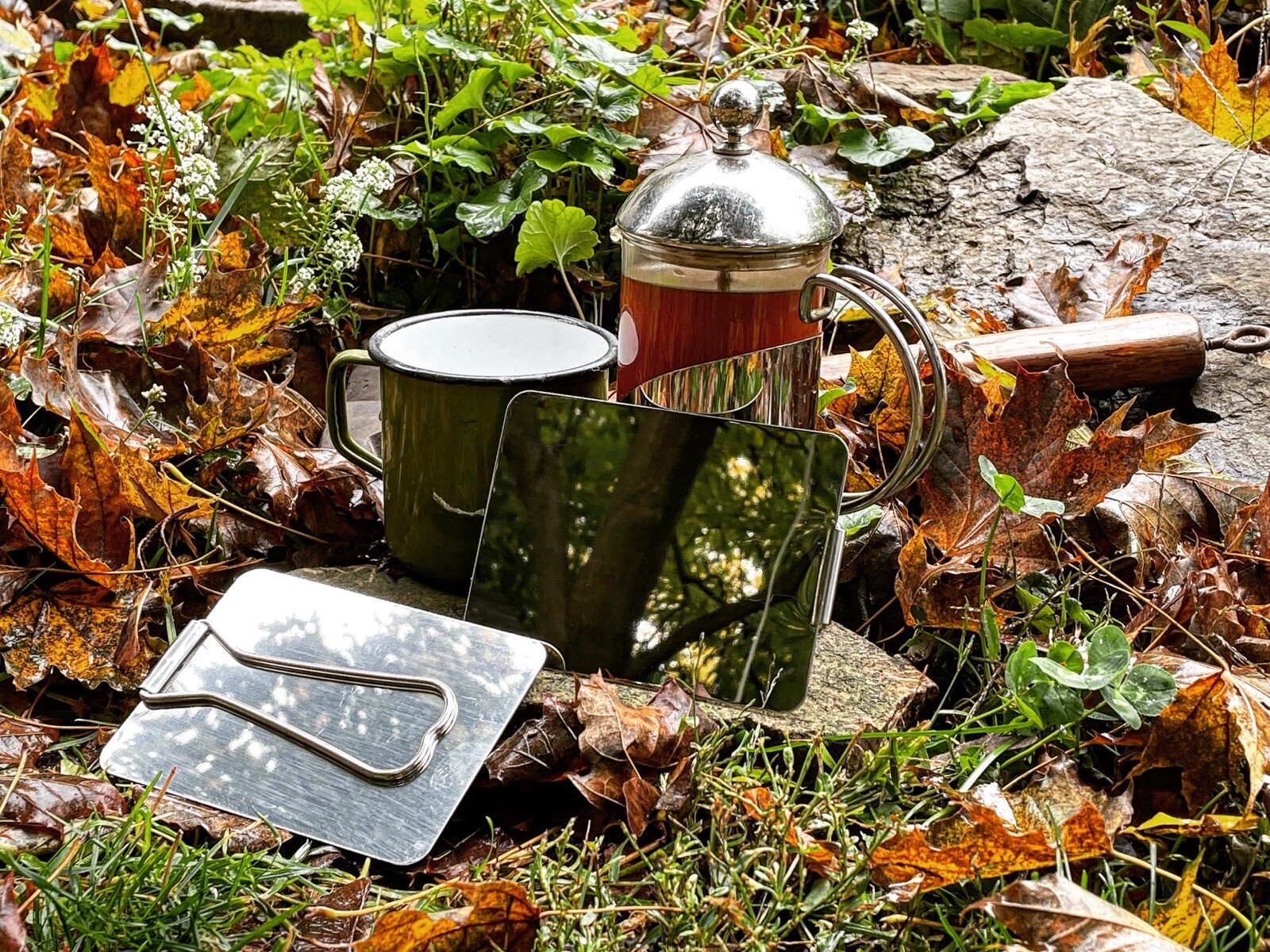 Stainless Steel Emergency Signal Mirror Vintage Camping Bushcraft Gear Shaving