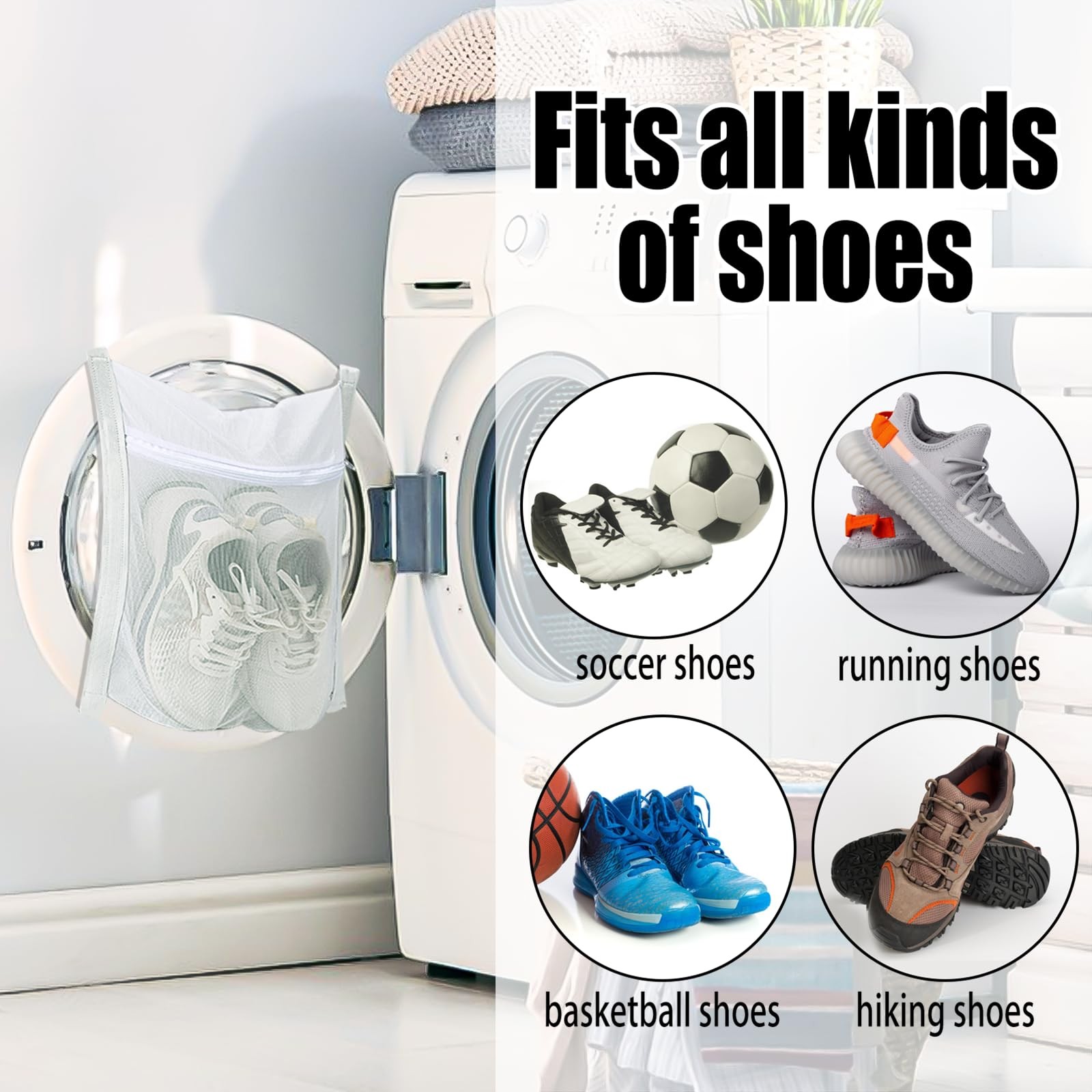Laundry Bags,Sneaker Wash & Dry Net Bag for Dryer 7.48×5.51 x1.18, white