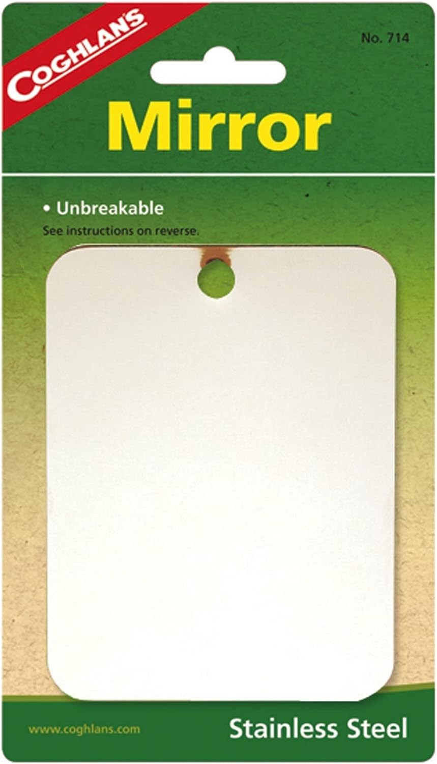 Coghlan’s Stainless Steel Mirror Unbreakable Compact Survival Camping Mirror