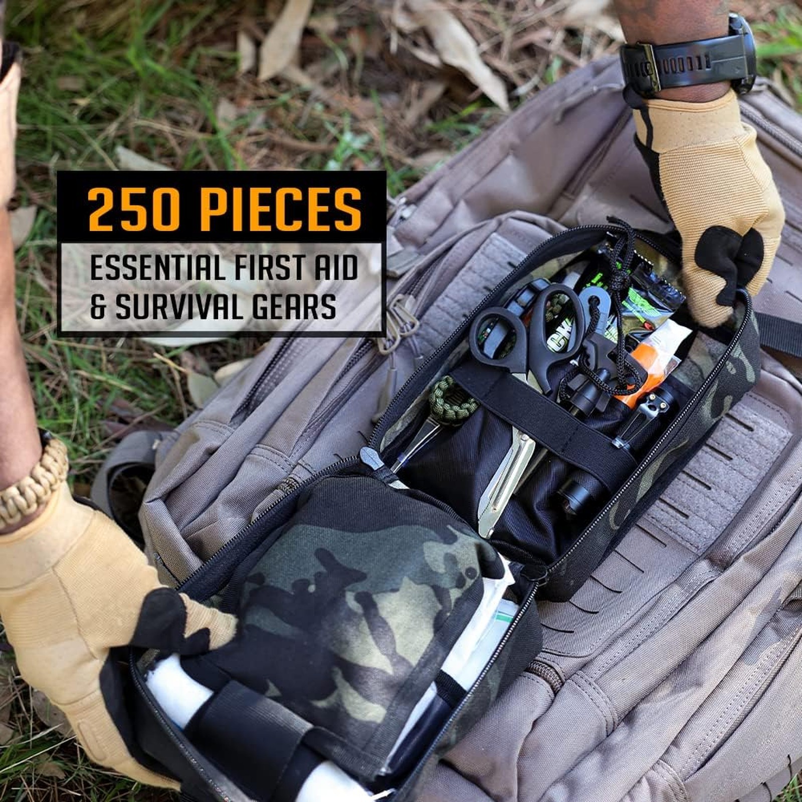 First Aid Survival Kit 250 Pieces Molle Pouch Emergency EMT Gear Camping Hiking