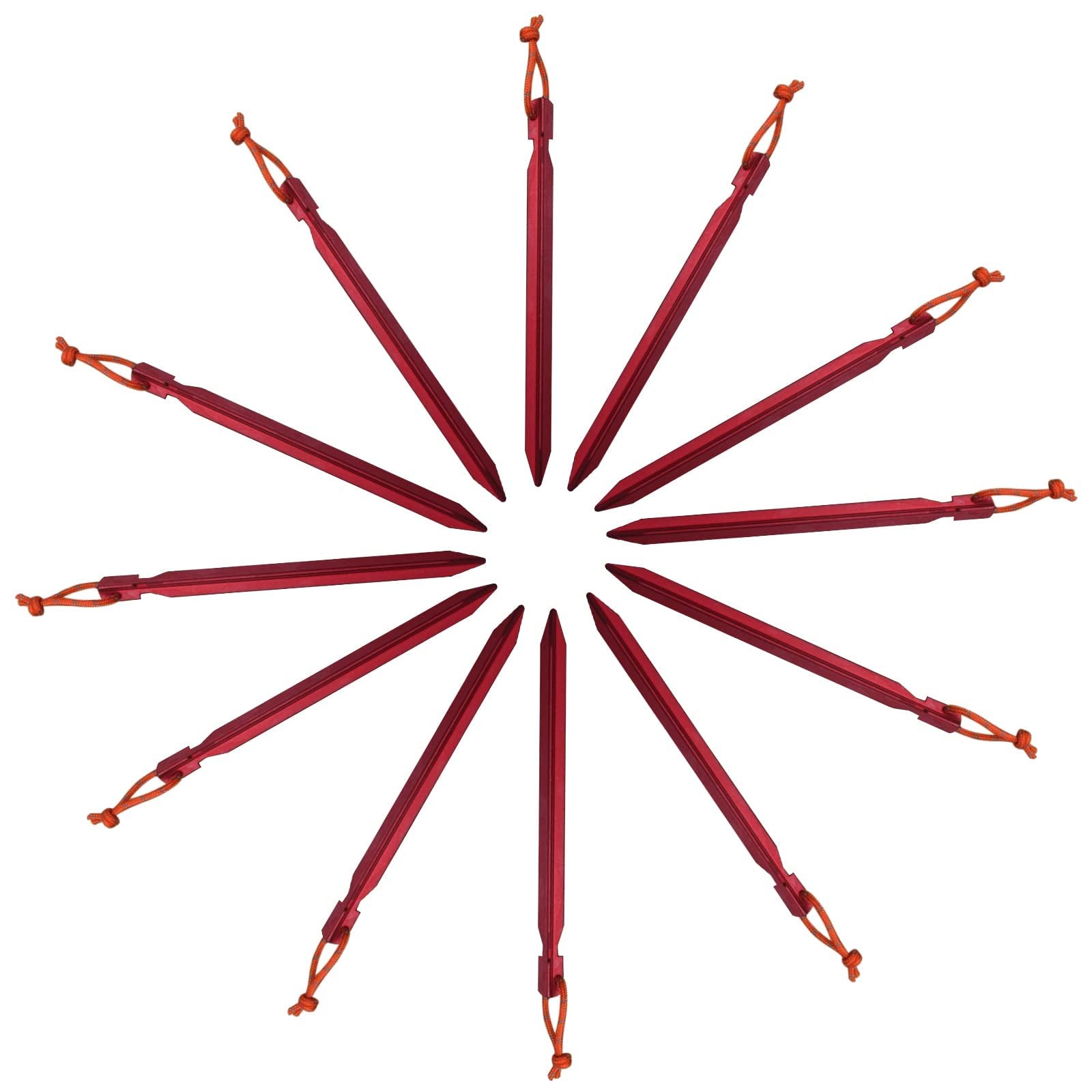 12 Pack Tent Stakes, 7075 Ground Metal Camping Aluminum One Size, Red