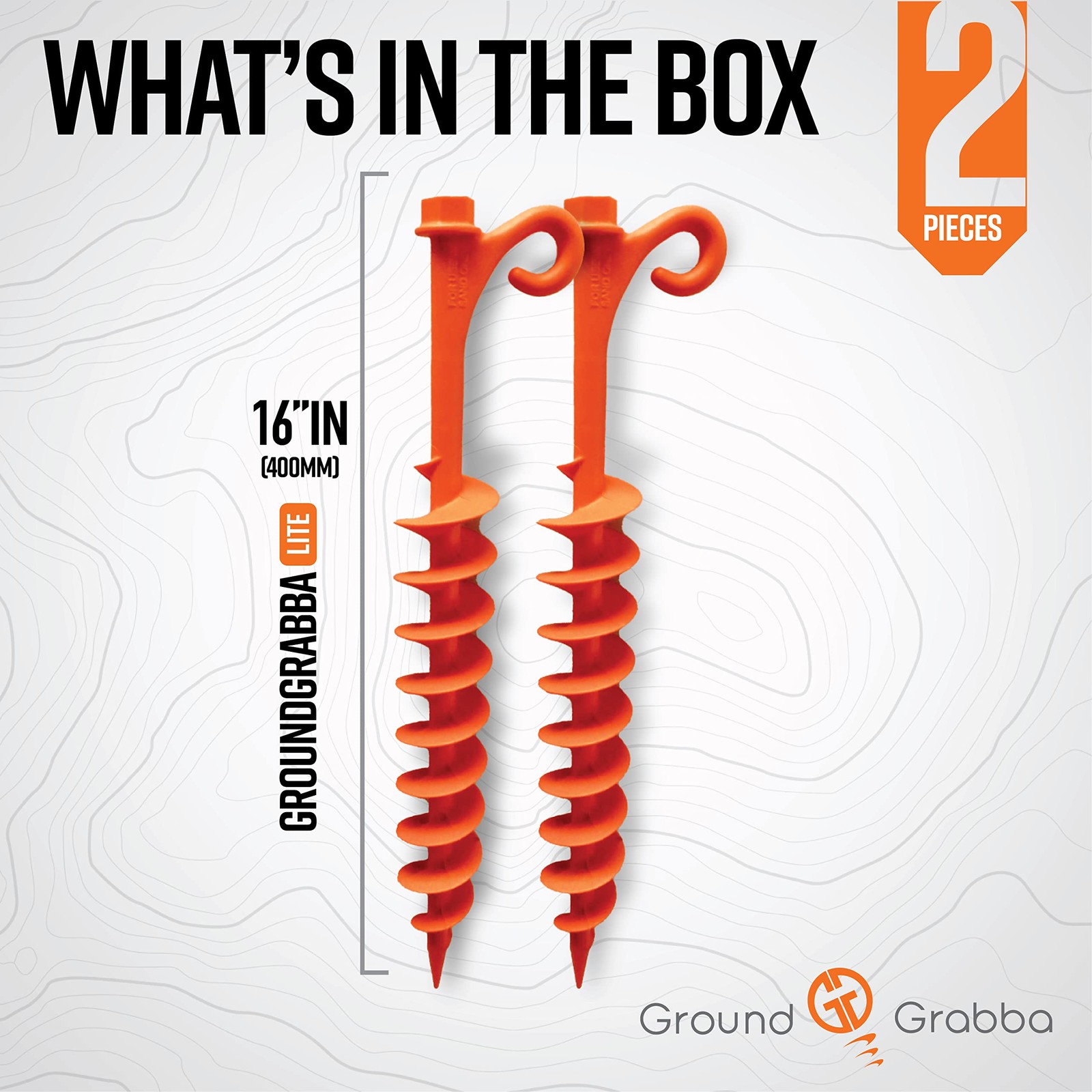 GROUNDGRABBA Lite Orange Tent Stakes – for Sand | 2 Pack,