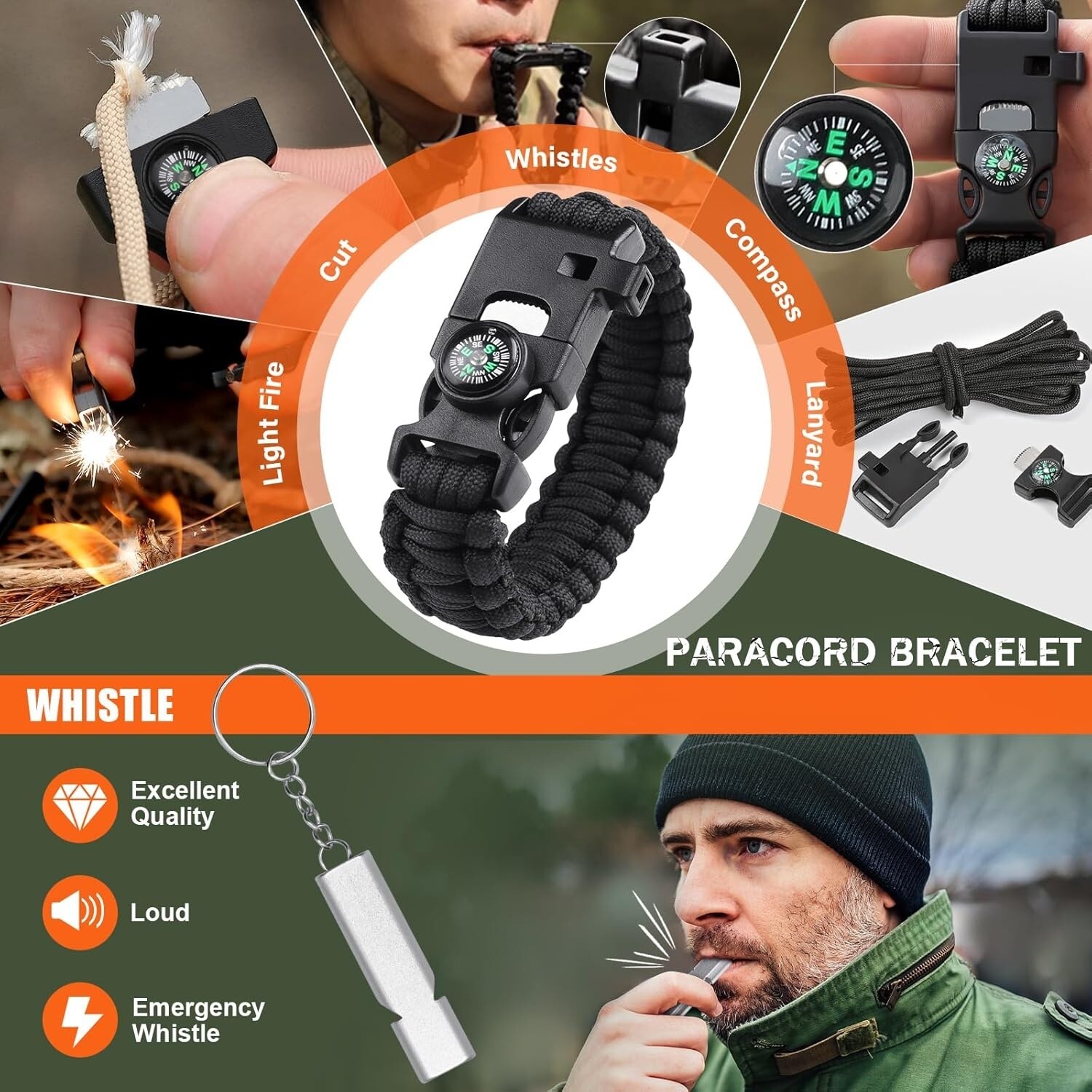 12 In 1 Kit de supervivencia Emergencia Táctica Al aire libre Camping Caza NUEVO