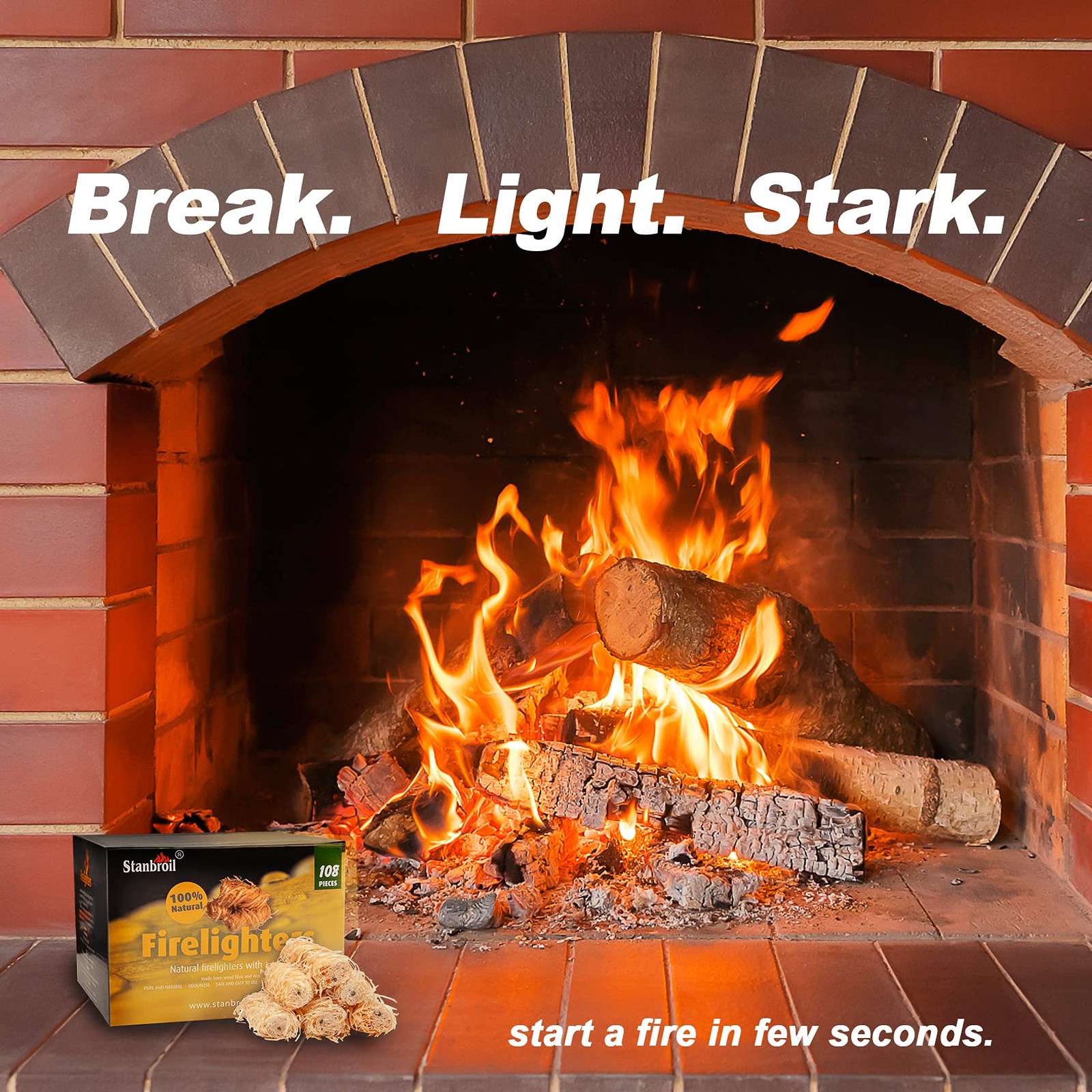 Stanbroil 108 pcs Fire Starters, Natural Charcoal Starters Super 108