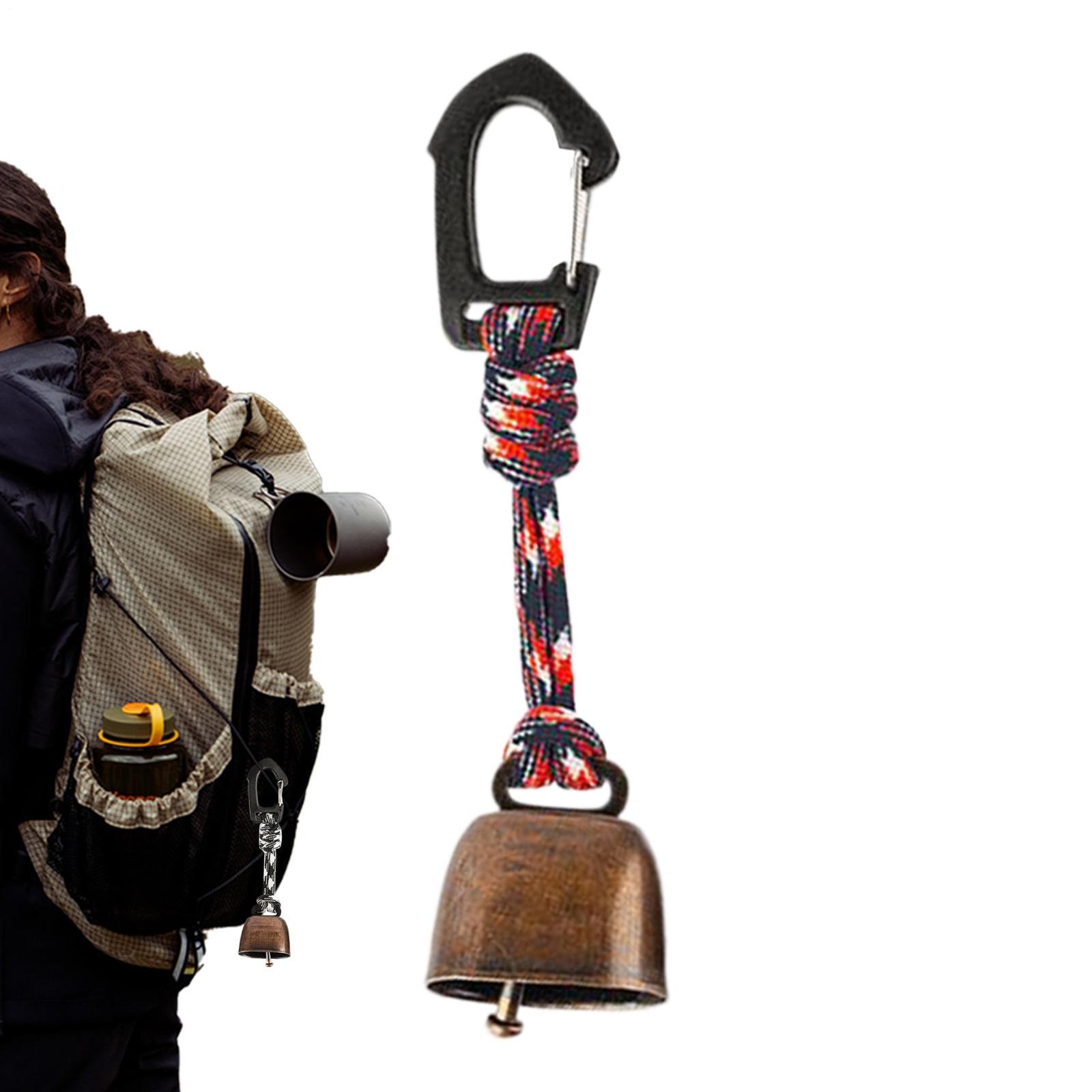 Bear Bells For Hiking Safety Ring Keychain Iron Camping Bell For Backpacking